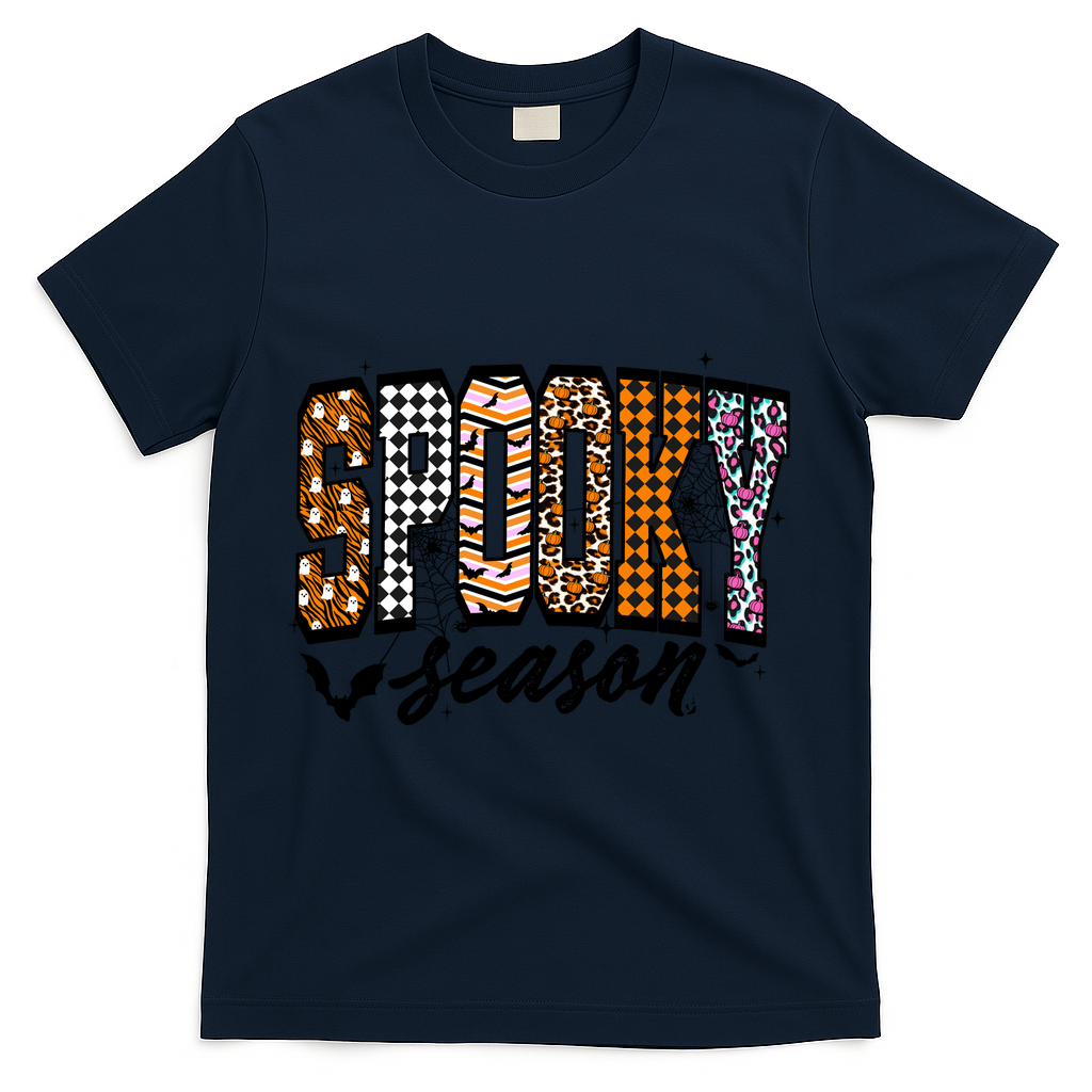 Retro Halloween Spooky Season Coquette T-Shirt - Navy