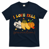Retro I Love Fall Prevention Fall Physical Therapy Groovy T-Shirt - Navy