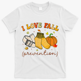 Retro I Love Fall Prevention Fall Physical Therapy Groovy T-Shirt - White