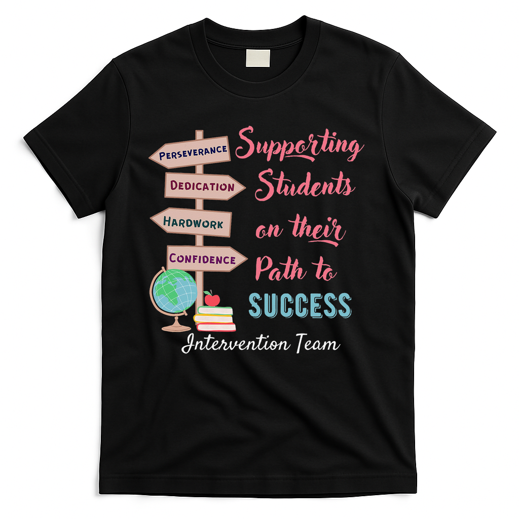 Retro Intervention Team Teacher Early Intervention Squad T-Shirt - Black
