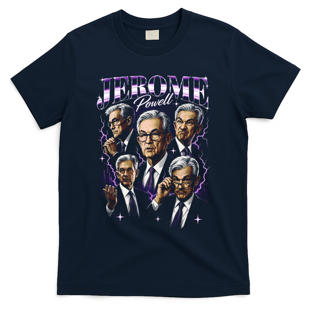 Retro Jerome Powell 90s Fan The Fed Merch T-Shirt - Navy