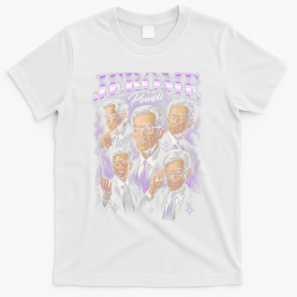 Retro Jerome Powell 90s Fan The Fed Merch T-Shirt - White