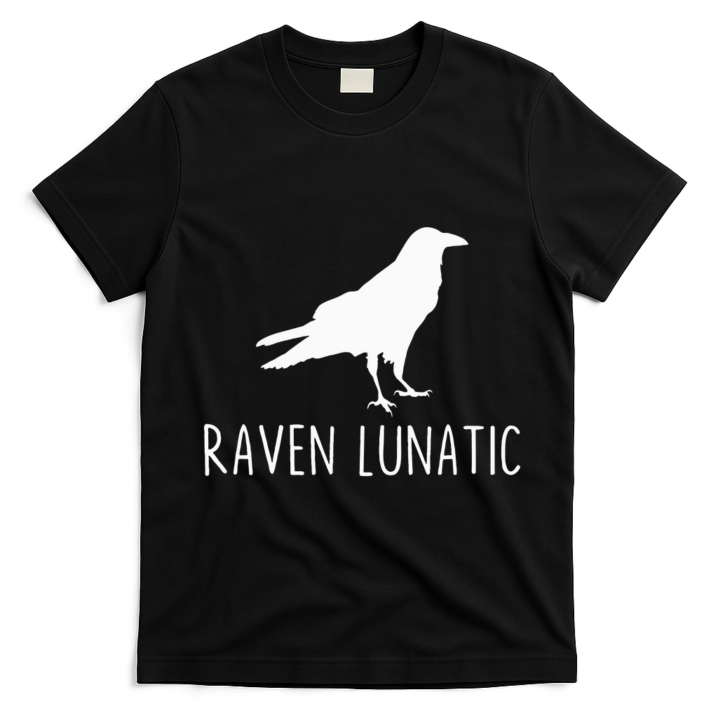 Raven Lunatic Funny Goth Bird Lover Halloween Party Gift T-Shirt - Black