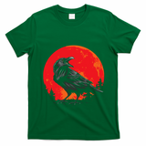 Red Moon Black Crow Gothic Animal Bird Spooky Forest Raven T-Shirt - Irish Green