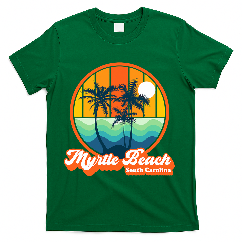 Retro Myrtle Beach South Carolina Summer 90s Beach Souvenirs T-Shirt - Green