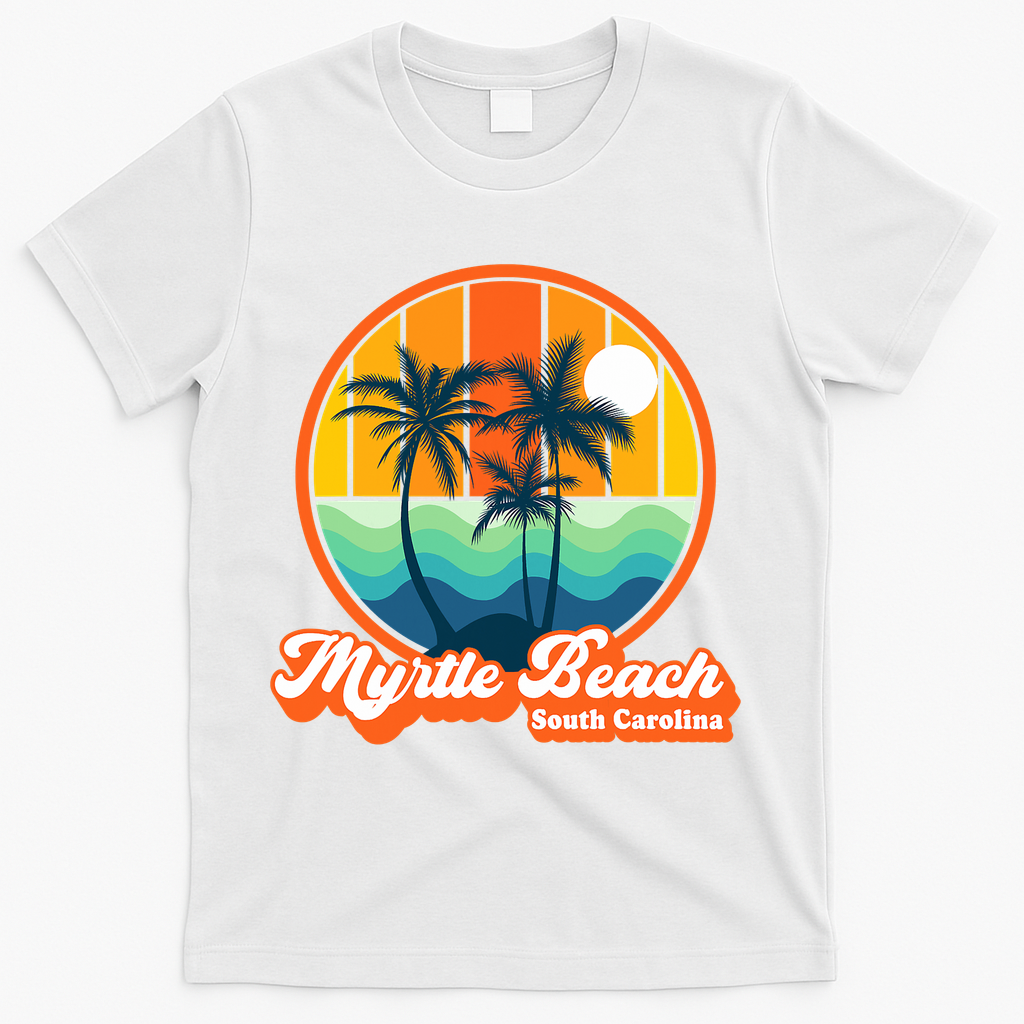 Retro Myrtle Beach South Carolina Summer 90s Beach Souvenirs T-Shirt - White
