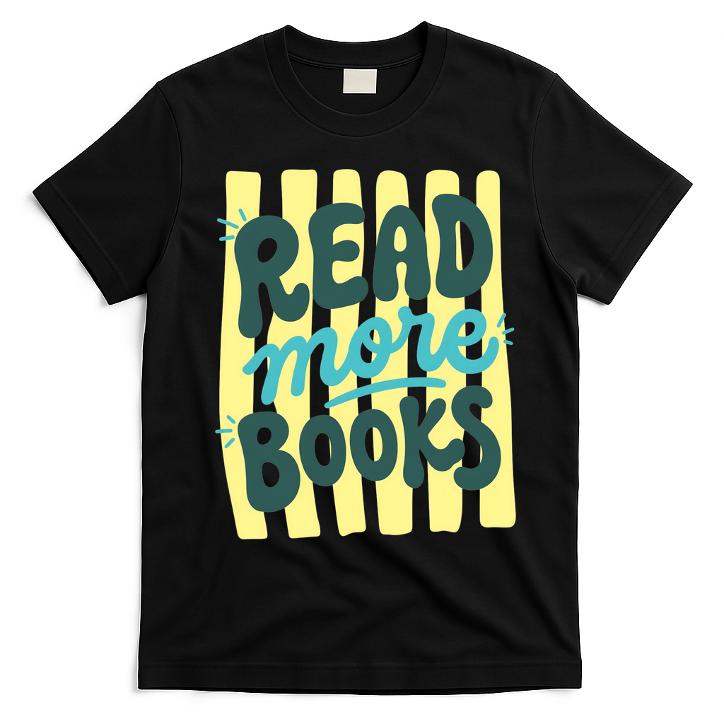 Read More Books Stripes Bookish Gift T-Shirt - Black