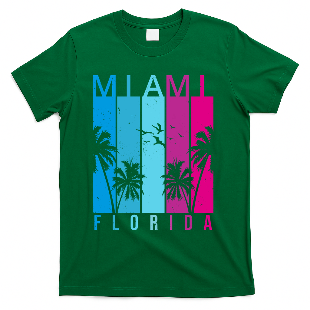 Retro Miami Florida Summer Neon Colors T-Shirt - Green