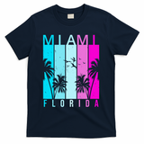 Retro Miami Florida Summer Neon Colors T-Shirt - Navy