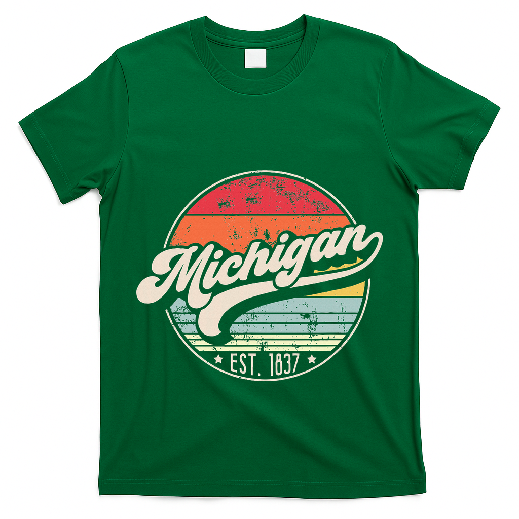 Retro Michigan Home State Mi Cool 70s Style Sunset T-Shirt