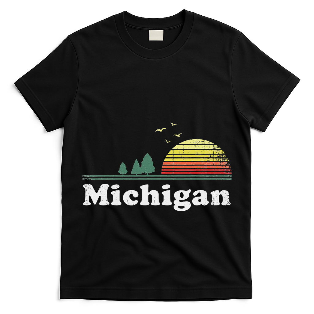 Retro Michigan Image Novelty Home Mi State Souvenir T-Shirt