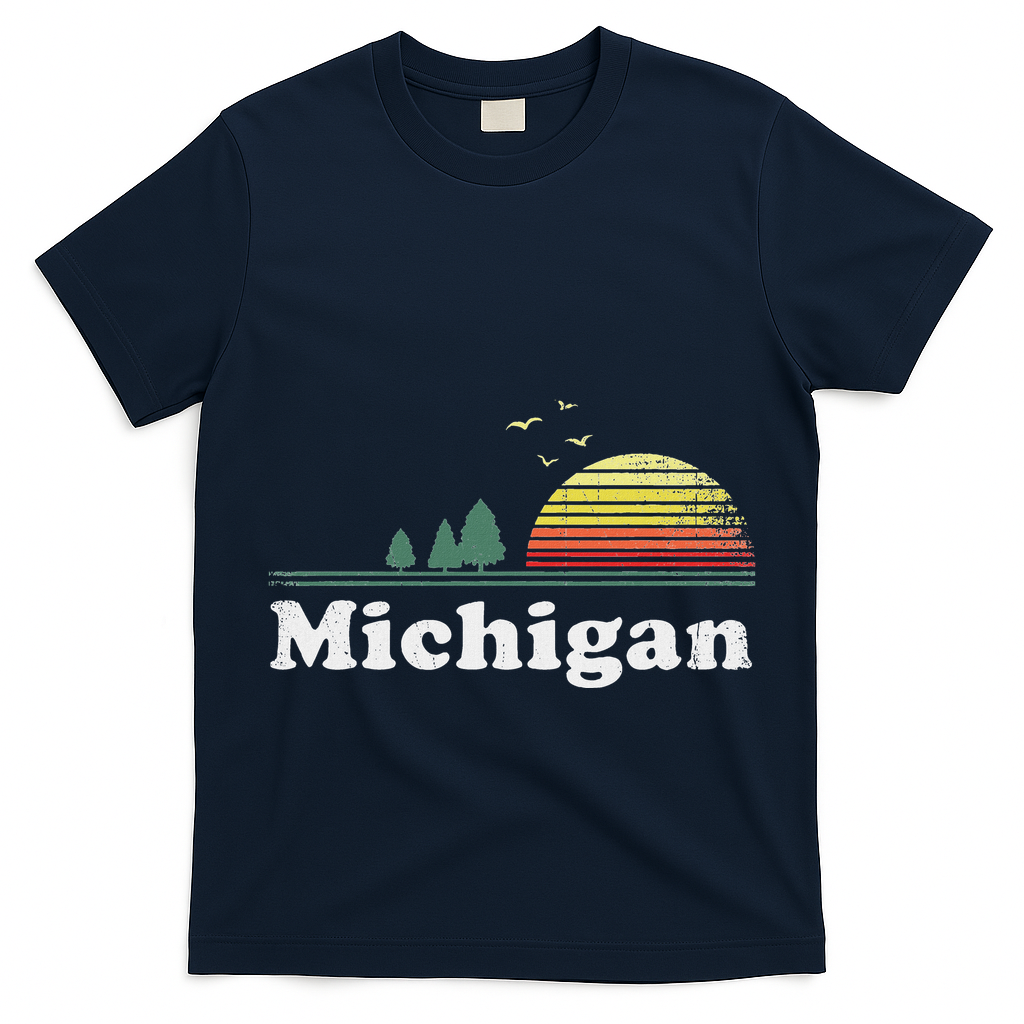 Retro Michigan Image Novelty Home Mi State Souvenir T-Shirt
