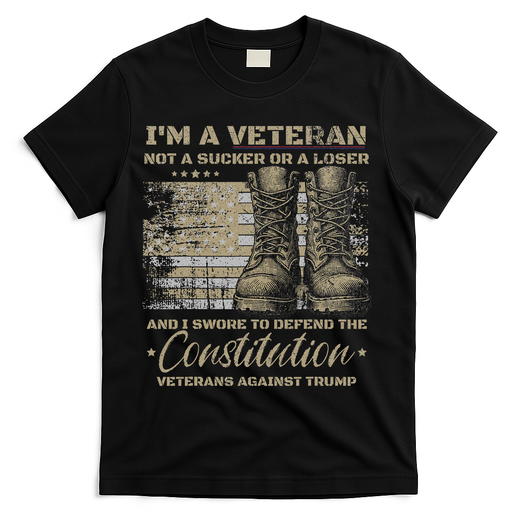 Retro Military Veterans Against Trump Bernie Protest Vintage T-Shirt - Black