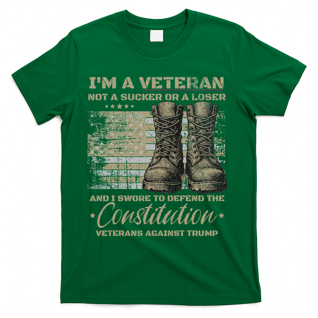 Retro Military Veterans Against Trump Bernie Protest Vintage T-Shirt - Green