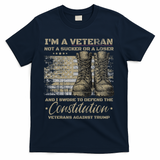 Retro Military Veterans Against Trump Bernie Protest Vintage T-Shirt - Navy