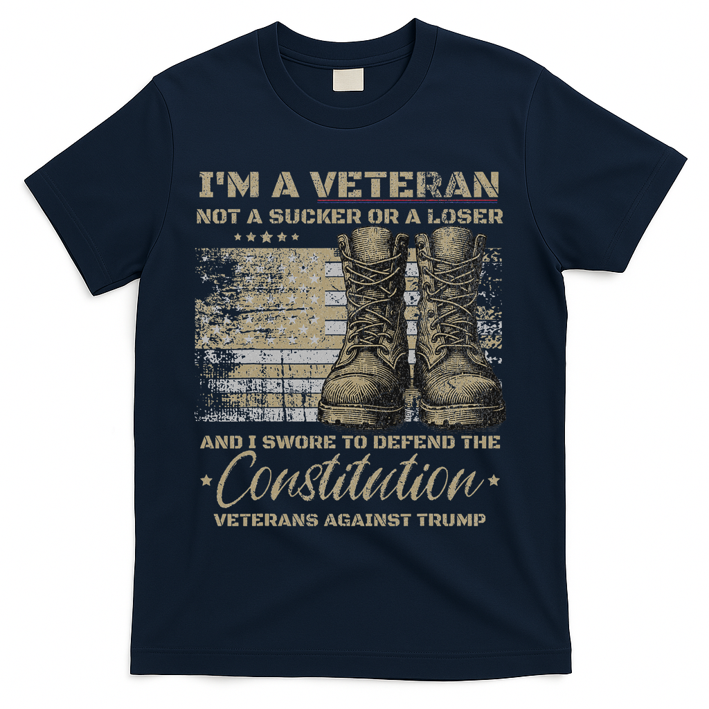 Retro Military Veterans Against Trump Bernie Protest Vintage T-Shirt - Navy