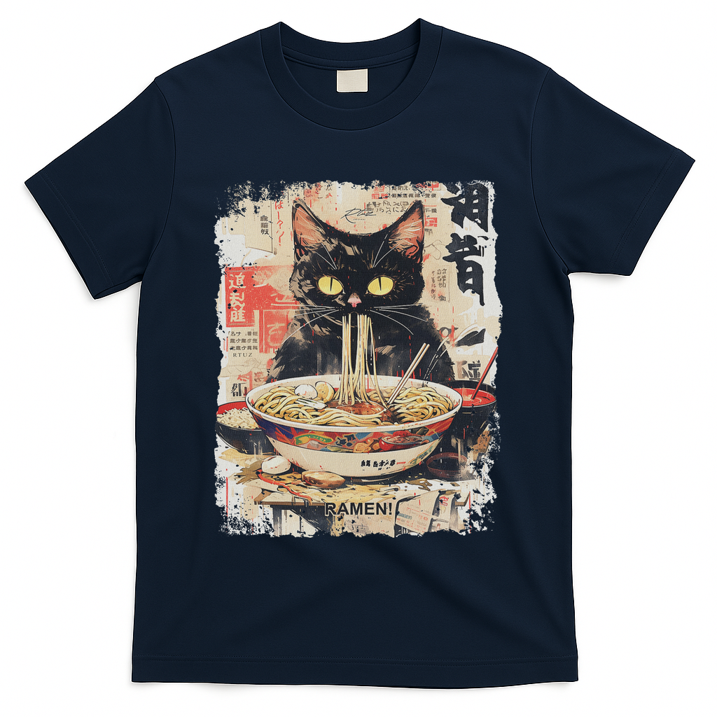 Ramen Noodles Cat Japan Kawaii Retro Cats Manga Anime T-Shirt