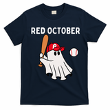 Red October Halloween Philadelphia Baseball Ghost T-Shirt - Navy Blue