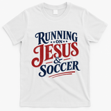 Running On Jesus And Soccer T-Shirt - White