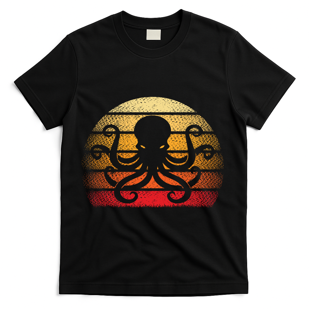 Retro Octopus Vintage T-Shirt - Black
