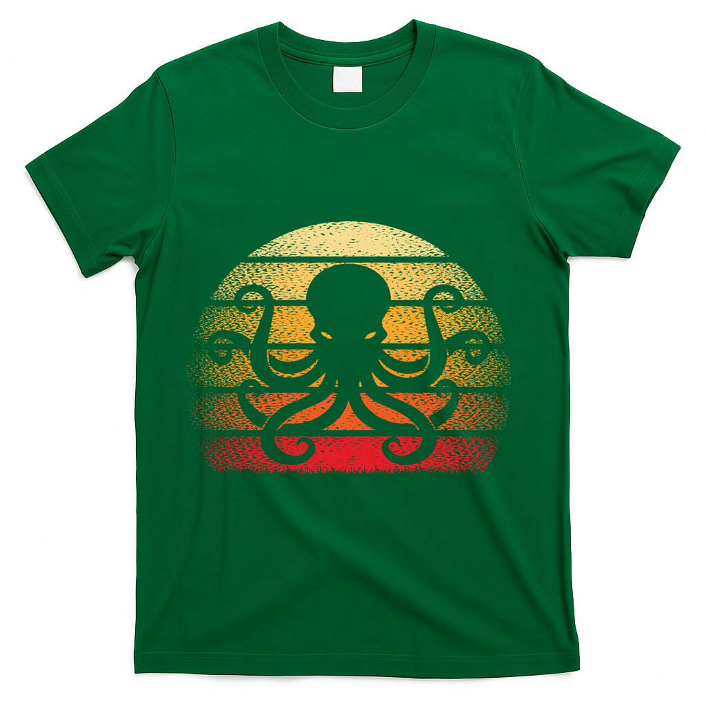 Retro Octopus Vintage T-Shirt - Green