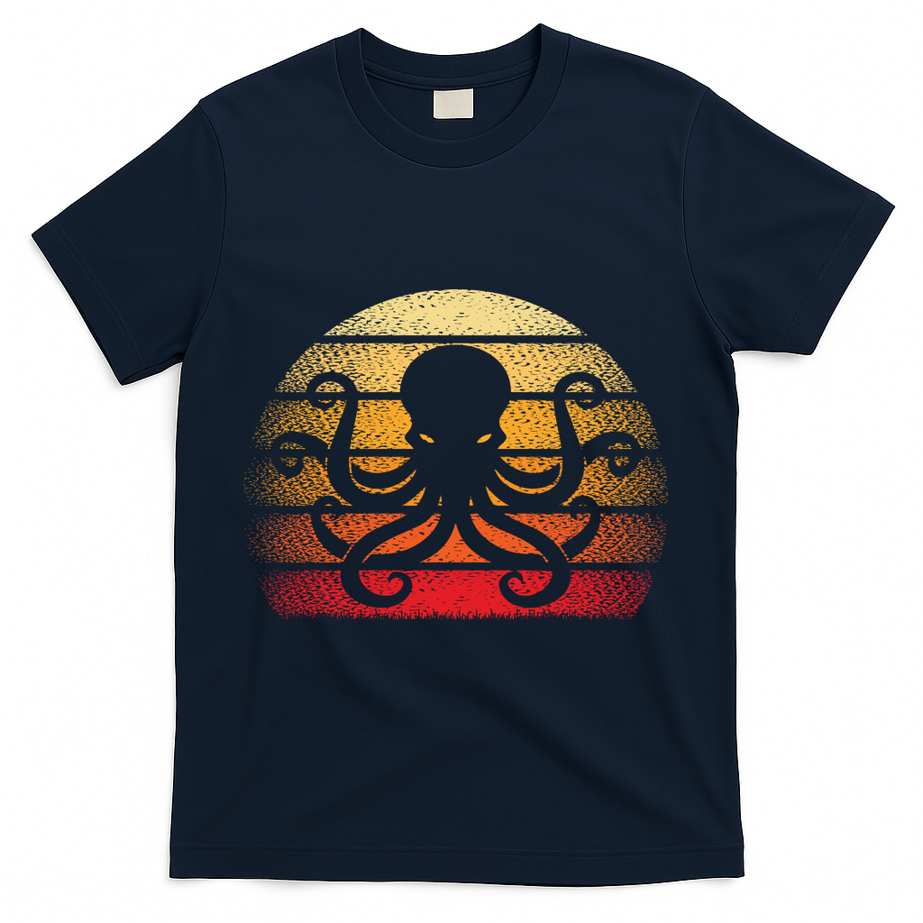 Retro Octopus Vintage T-Shirt - Navy