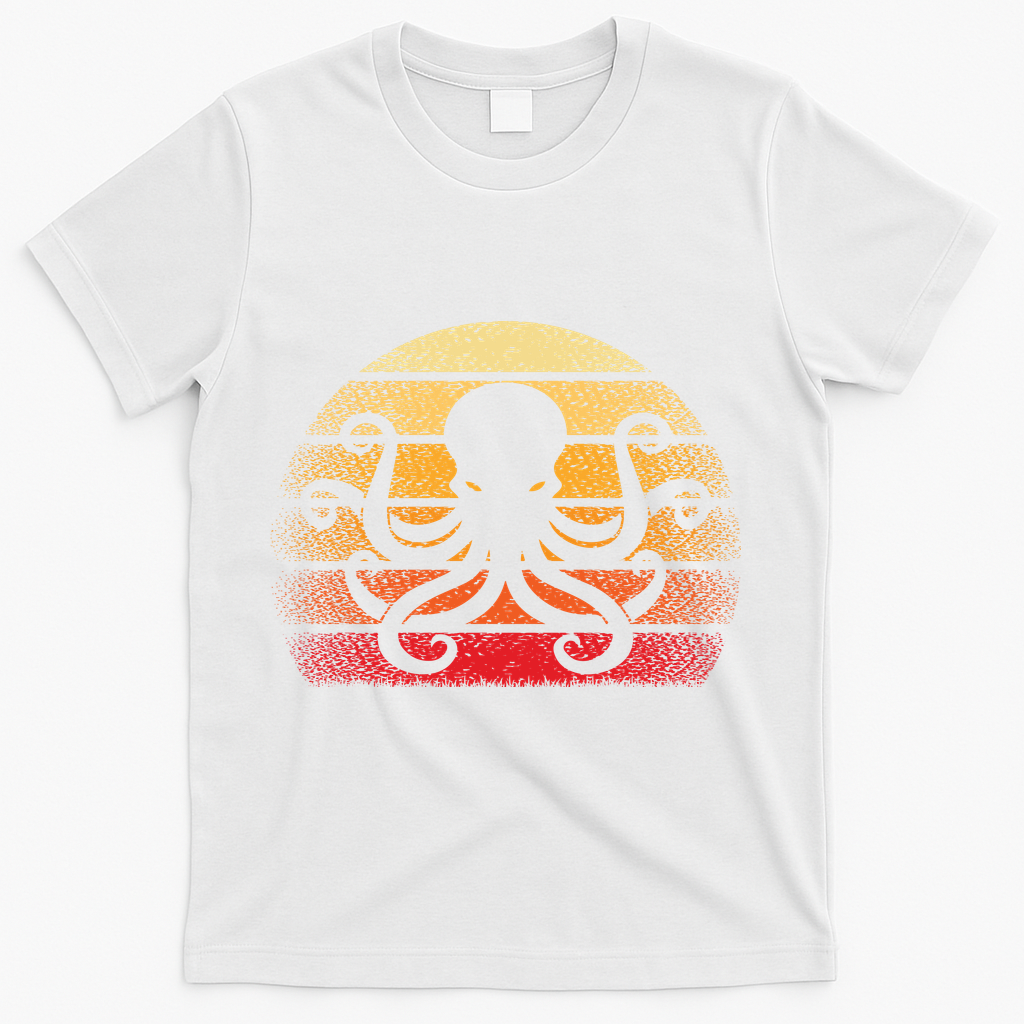 Retro Octopus Vintage T-Shirt - White