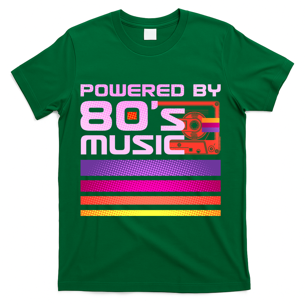 Retro Poweres By 80's Music Cassette Tape T-Shirt - Green