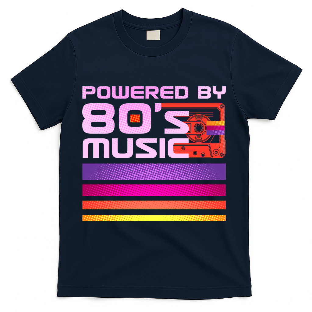Retro Poweres By 80's Music Cassette Tape T-Shirt - Navy