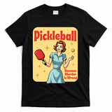 Retro Pickleball Funny Because Murder Is Wrong T-Shirt - Black