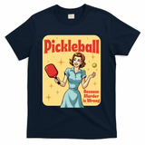 Retro Pickleball Funny Because Murder Is Wrong T-Shirt - Navy
