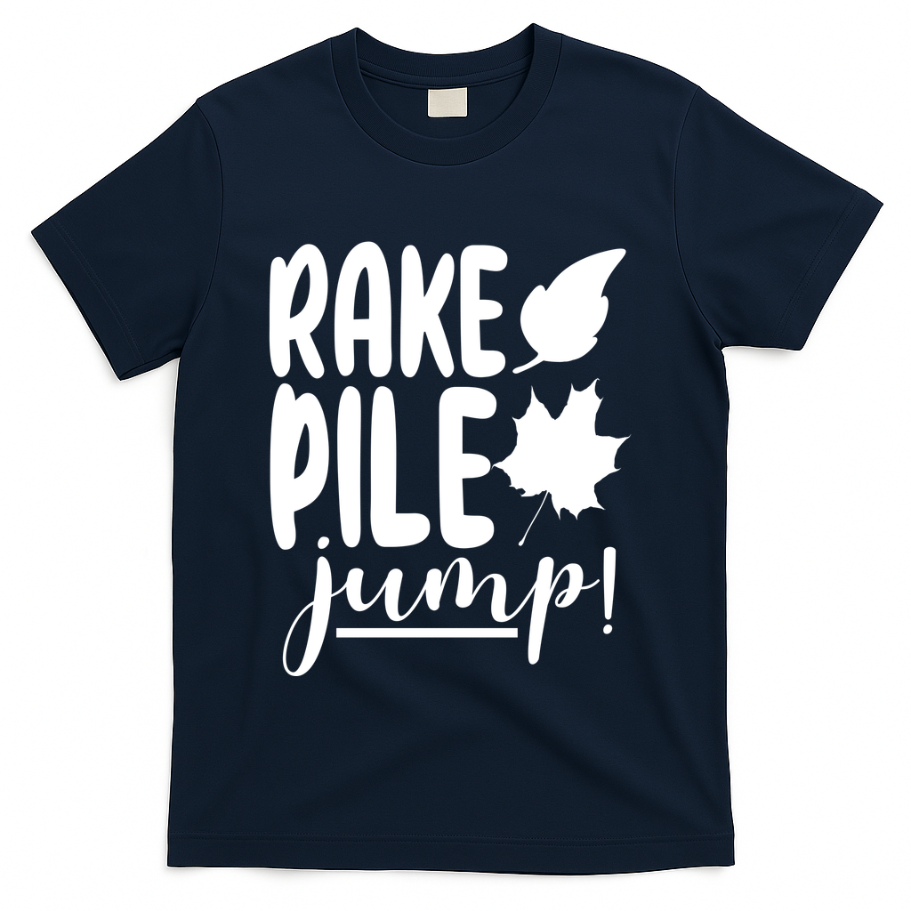 Rake Pile Jump Fall Lover T-Shirt - Navy