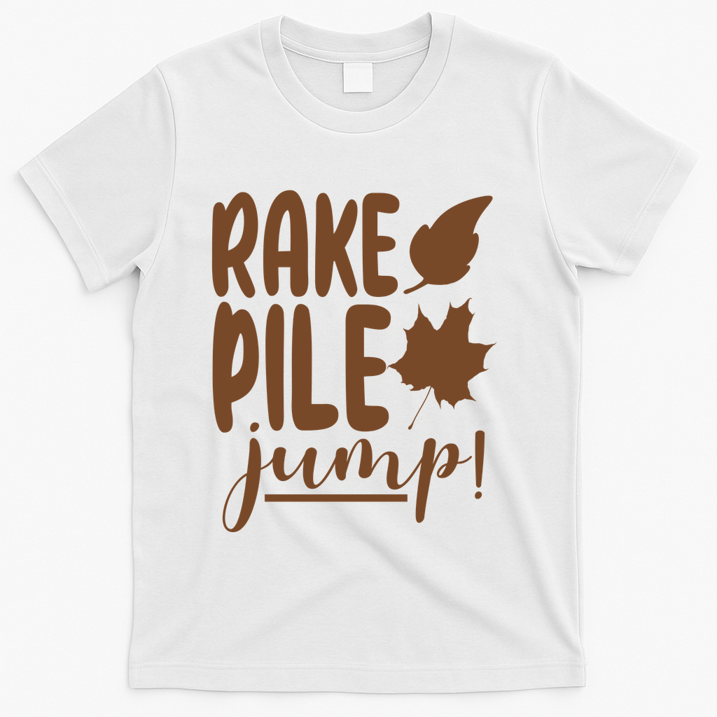 Rake Pile Jump Fall Lover T-Shirt - White