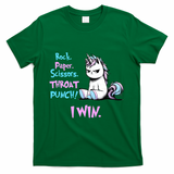 Rock Paper Scissors Throat Punch I Win Unicorn Funny Adult Humor T-Shirt - Irish Green