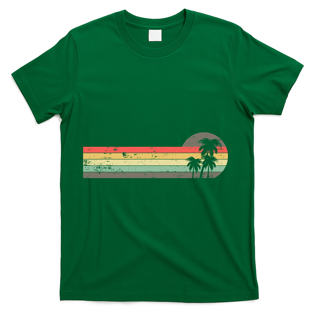Retro Palm Tree Tropical Summer Beach Vacation  T-Shirt - Green