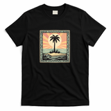 Retro Palm Tree Sunset Beach - Black