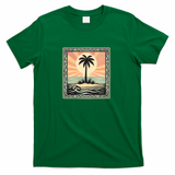 Retro Palm Tree Sunset Beach - Green