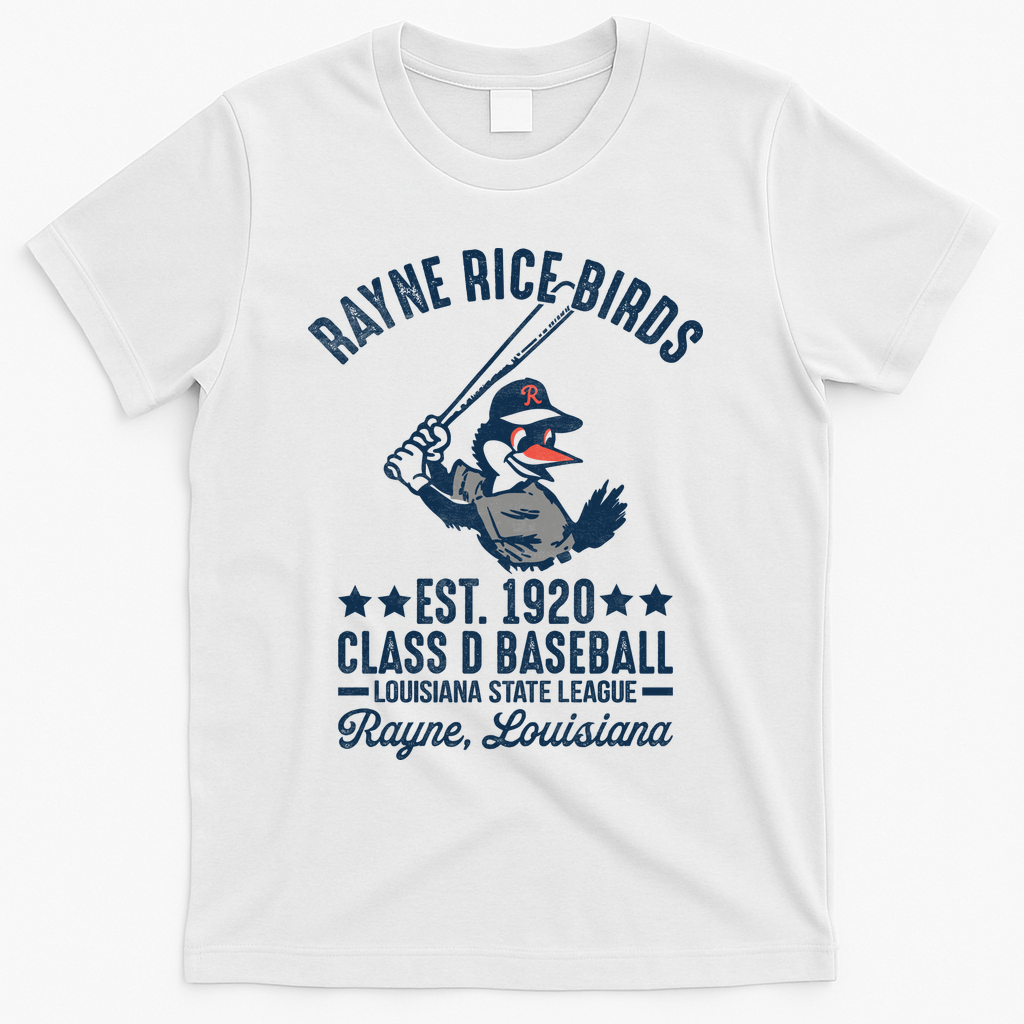 Rayne Rice Birds Louisiana Vintage Baseball Team Tribute T-Shirt - White