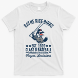 Rayne Rice Birds Louisiana Vintage Baseball Team Tribute T-Shirt - White