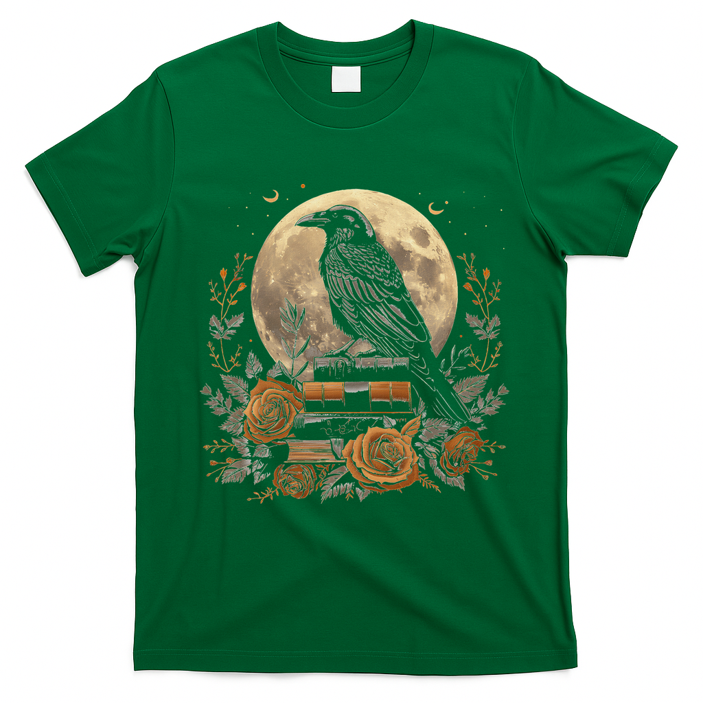Raven Reading Book Occult Crow T-Shirt - Irish Green