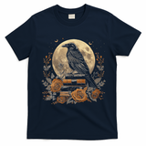 Raven Reading Book Occult Crow T-Shirt - Navy Blue