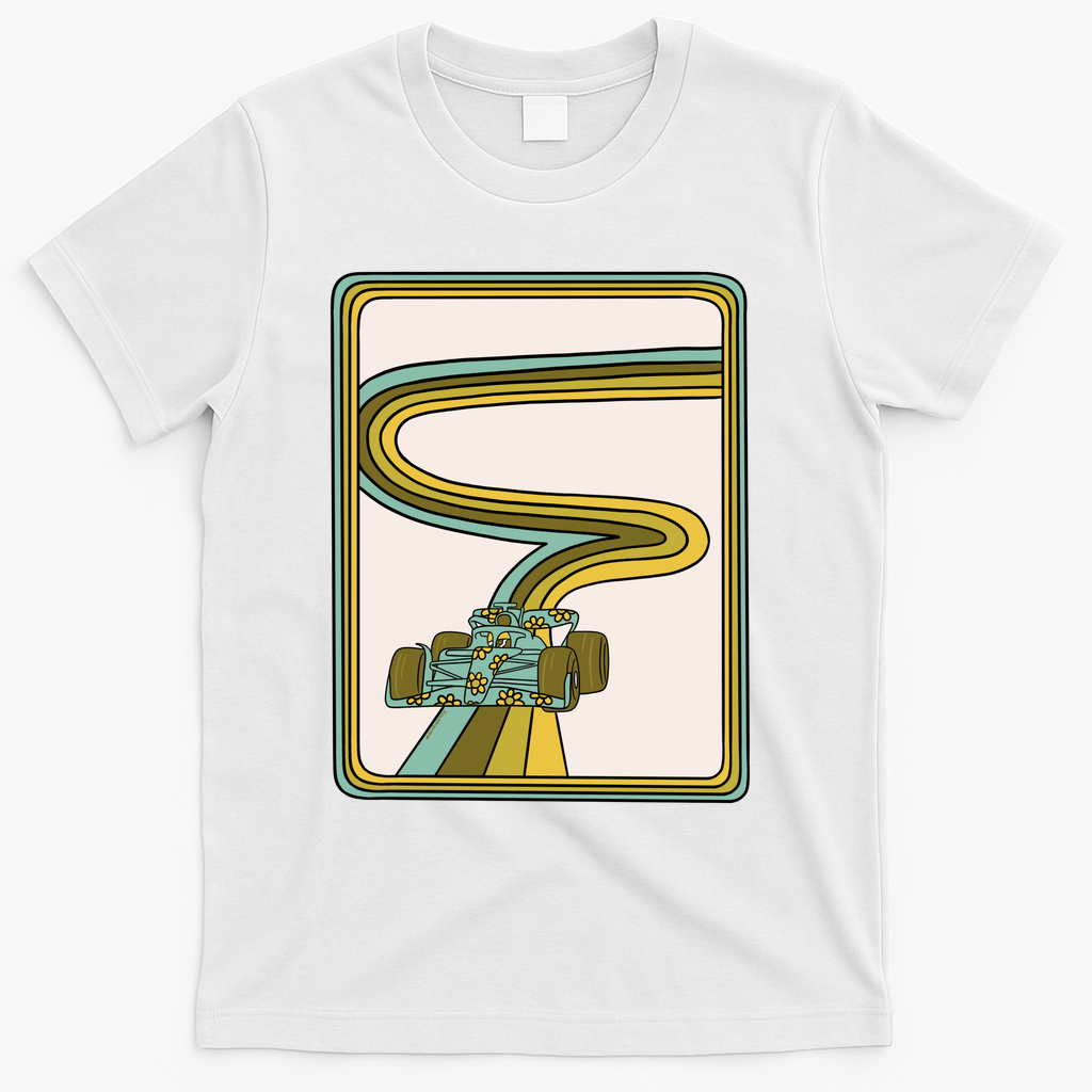Retro Race Car in Green - White