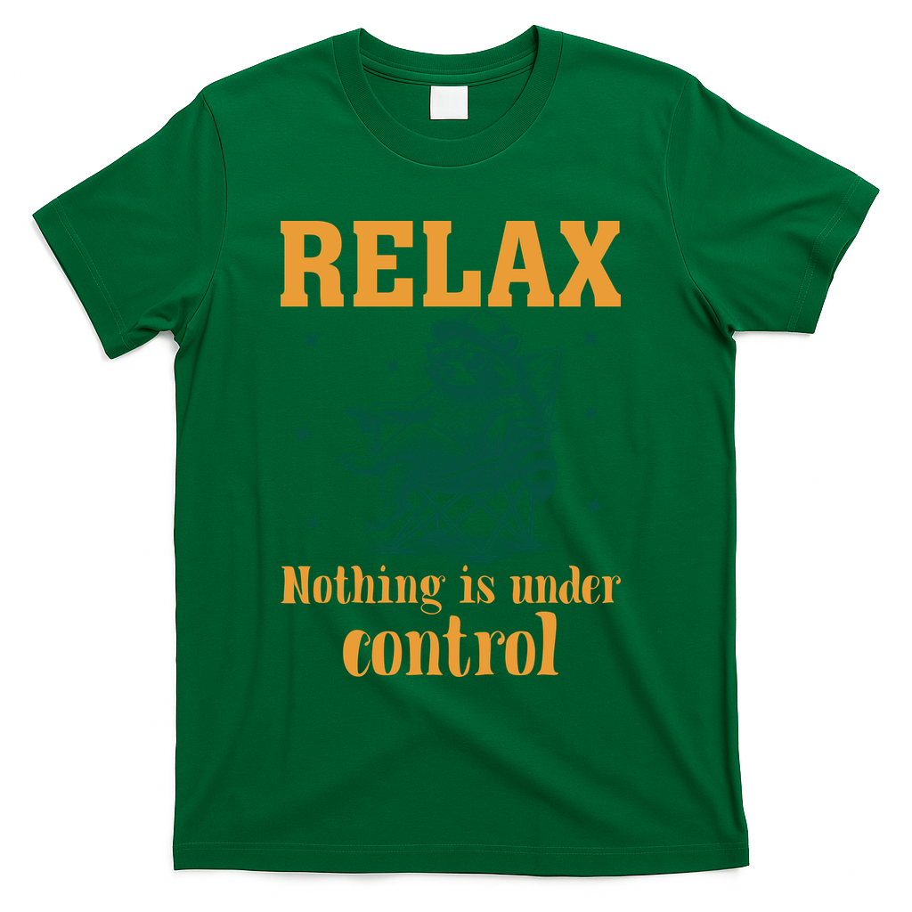 Raccoon Relax Nothing Under Control T-Shirt - Green