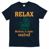 Raccoon Relax Nothing Under Control T-Shirt - Navy