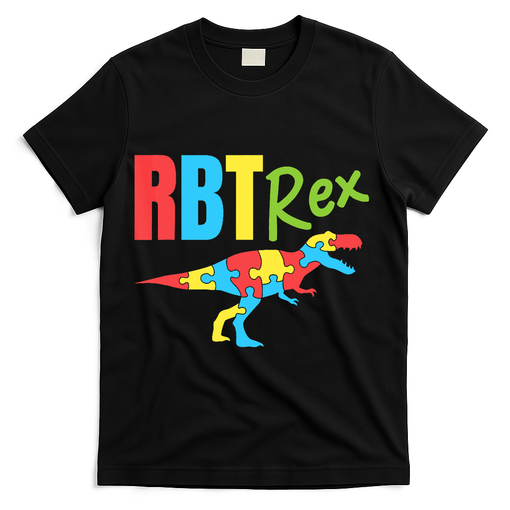 RBT Rex Registered Behavior Technician Therapist Autism T-Shirt - Black