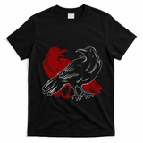 Red Raven Spooky Gothic Animal Forest Bird Black Crow T-Shirt - Black