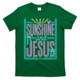 Retro Sunshine And Jesus Faith Striped Summer T-Shirt - Irish Green