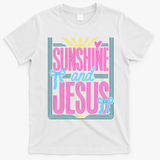 Retro Sunshine And Jesus Faith Striped Summer T-Shirt - White