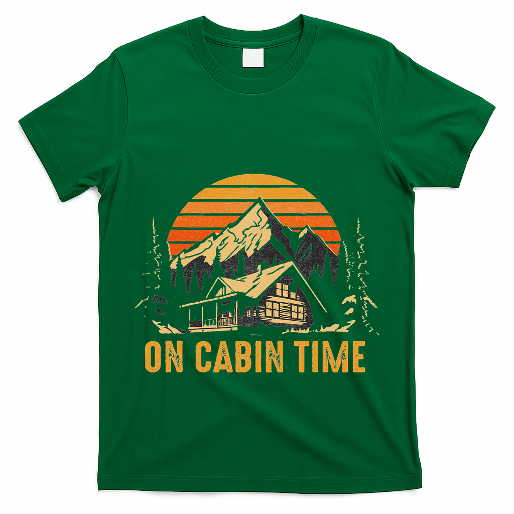 Retro Sunset Cabin Life Camping On Cabin Time Outdoor T-Shirt