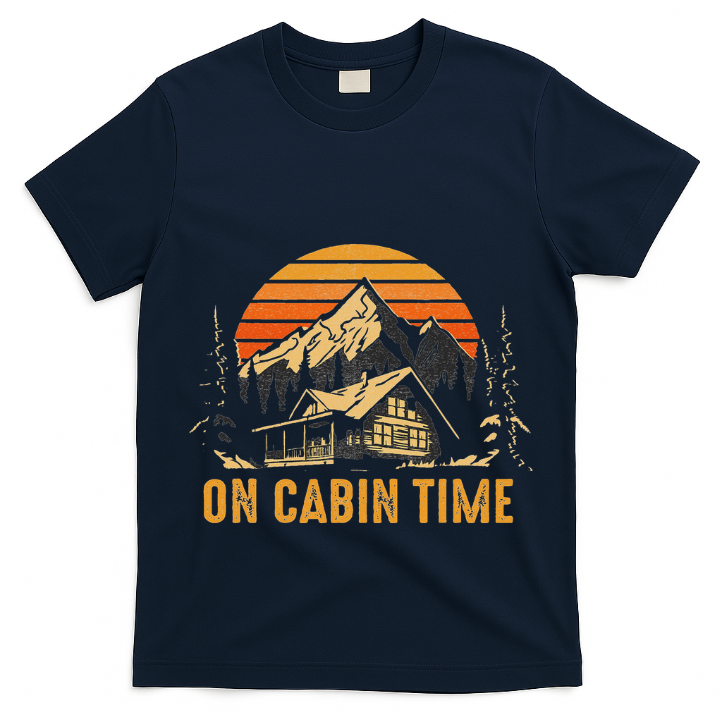 Retro Sunset Cabin Life Camping On Cabin Time Outdoor T-Shirt